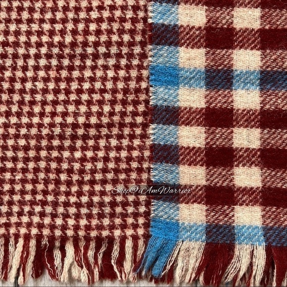 J.Crew double faced plaid/houndstooth wool fringe scarf *shop@iamwarrior - Picture 6 of 10